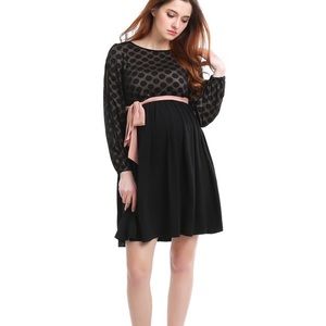kimi + Kai maternity polka dot pink sash lace